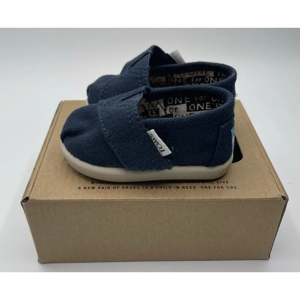 TOMS CRIB ALPARGATA Shoes Size 2 Baby Girls Boys‎ Blue